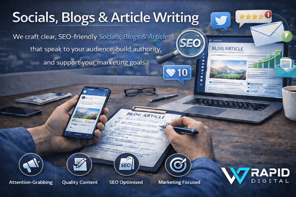 Socials Blogs & Article Writing by VVRapid Digital