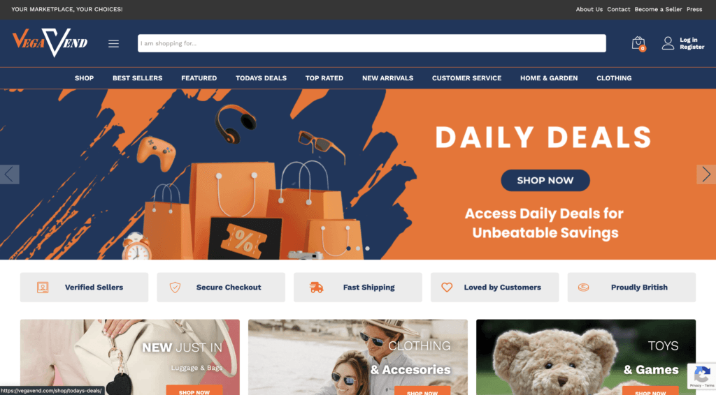 VegaVend Marketplace - Website Design Development