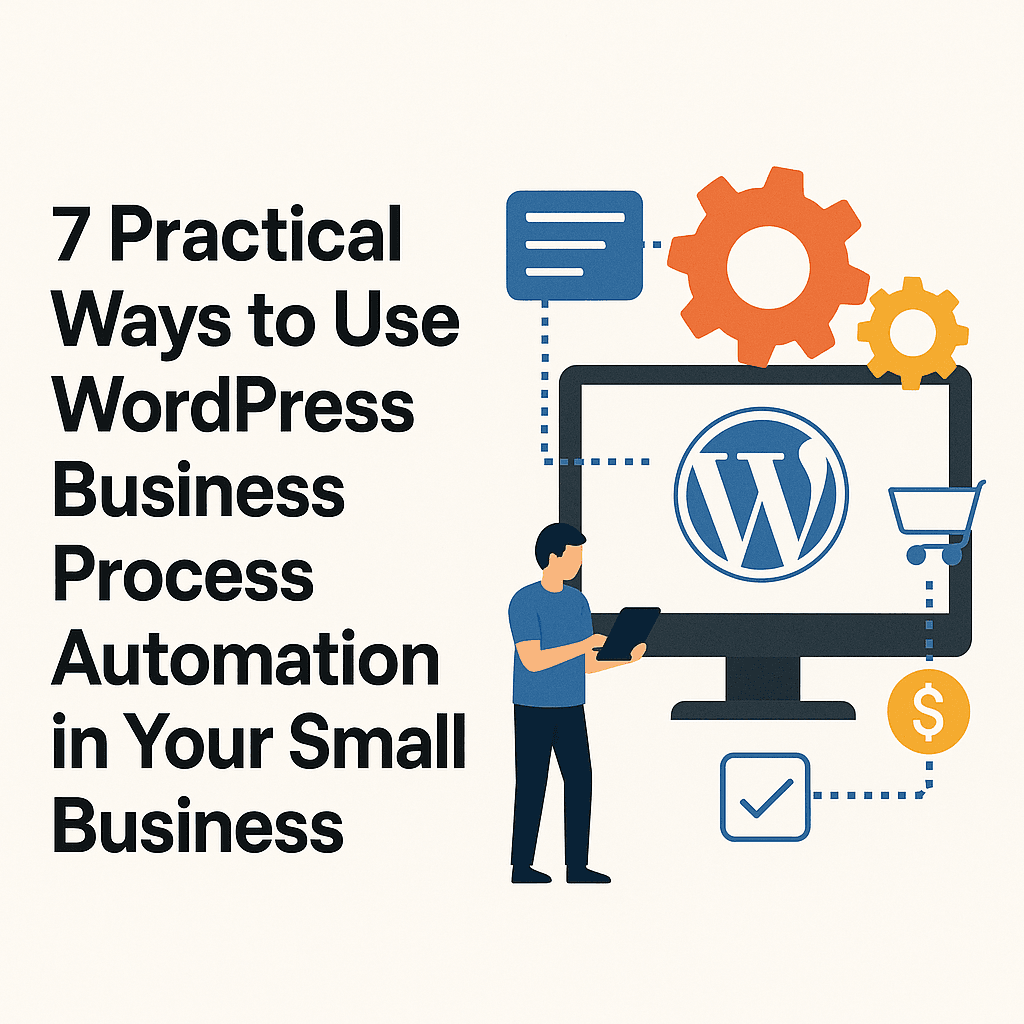Small business owner using a dashboard to manage WordPress business process automation workflows