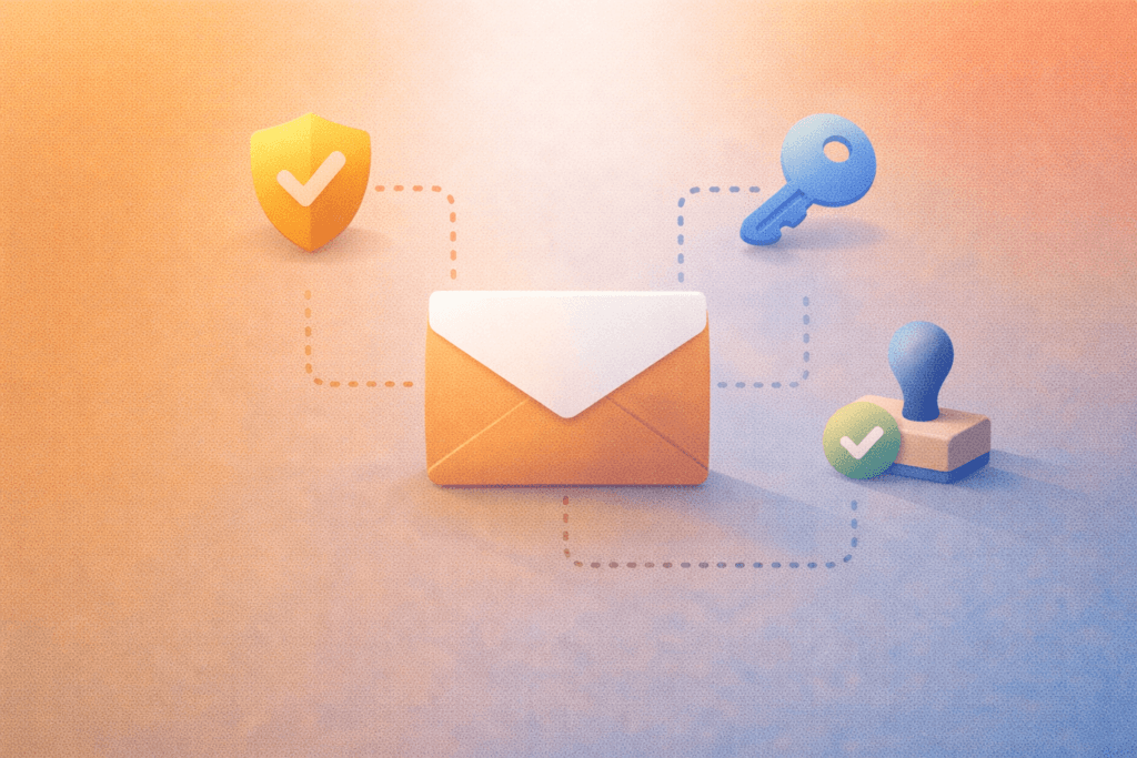 cPanel email setup for small business SPF DKIM DMARC illustration