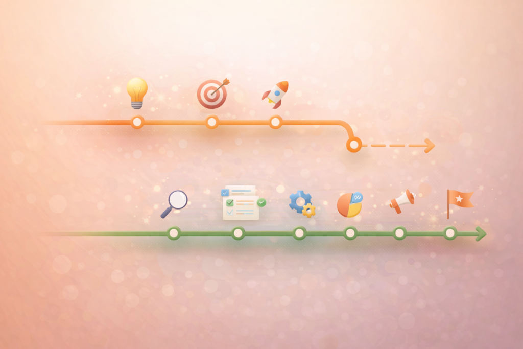 Digital Strategy Sprint timeline illustration for 30 days vs 90 days
