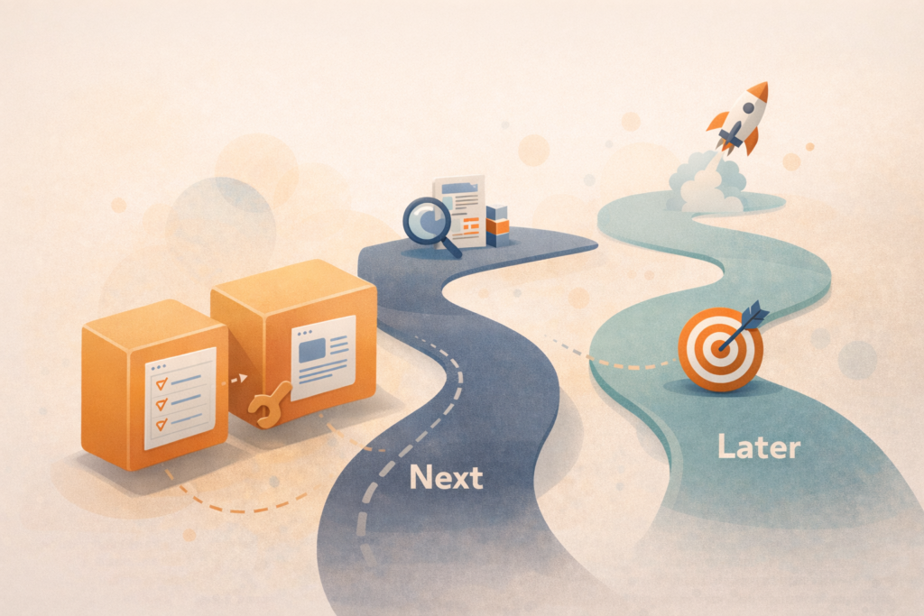 Fractional SEO & content lead using now next later roadmap for SEO ROI