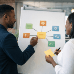 Product and service explainer writing planning on a laptop