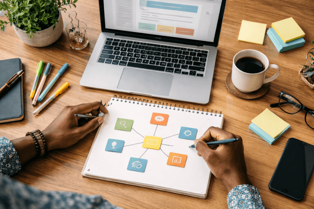 SEO content hubs planning map for a small business website