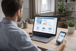 Website and UX guidance for small businesses – business owner reviewing a fast, mobile-friendly website