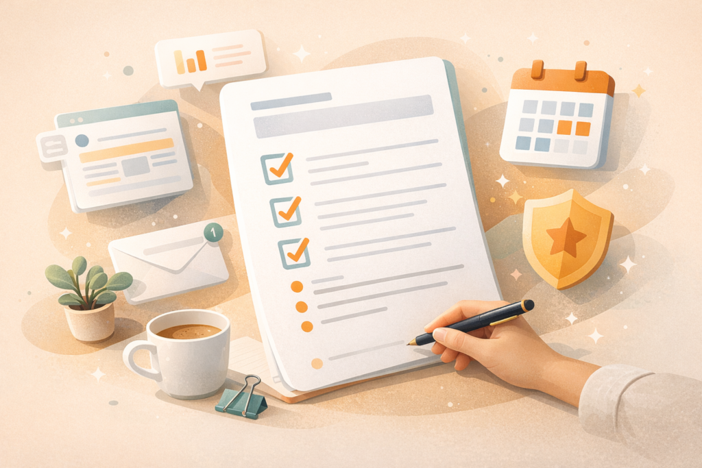 Website design and development brief checklist for planning website scope