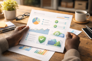 Website maintenance report showing monthly website health summary