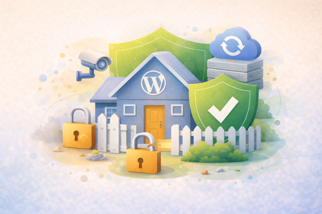 WordPress security maintenance layered protection concept