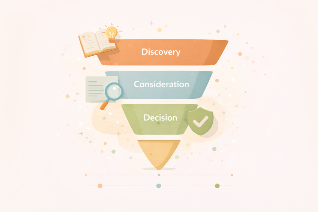Blog writing service for small business content funnel illustration