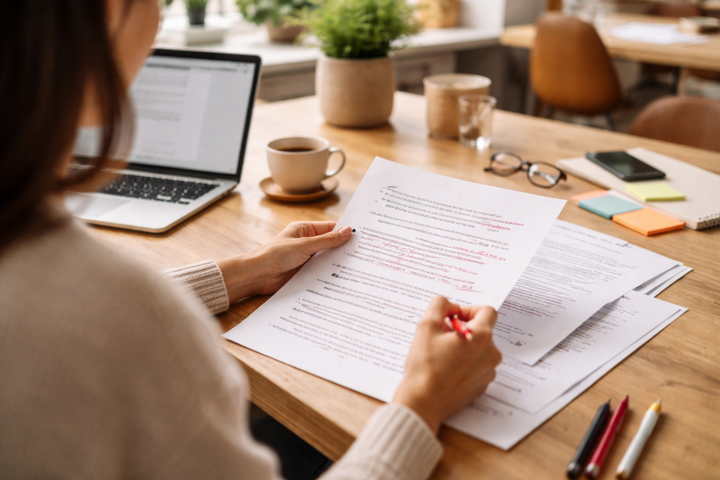 Blog writing service for small business review on a laptop