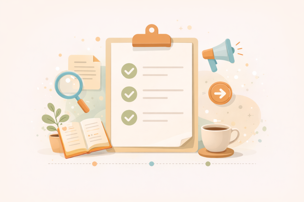 Blog writing service for small business quality checklist illustration