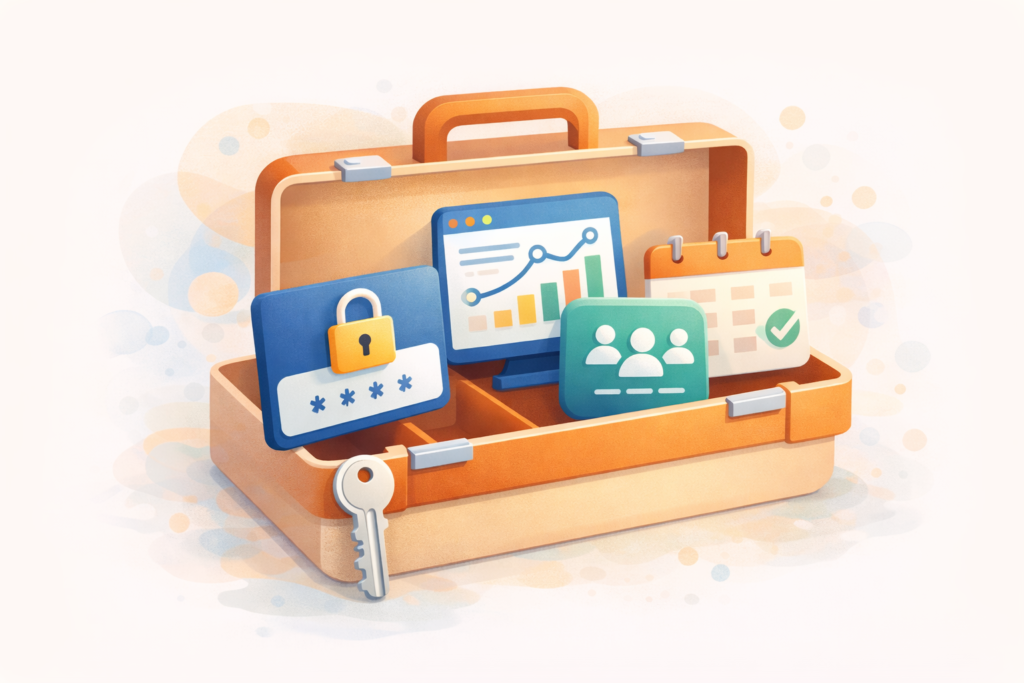 Fractional-digital-team-onboarding-access-kit-illustration