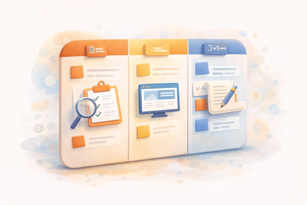 Fractional digital team onboarding checklist first month plan illustration