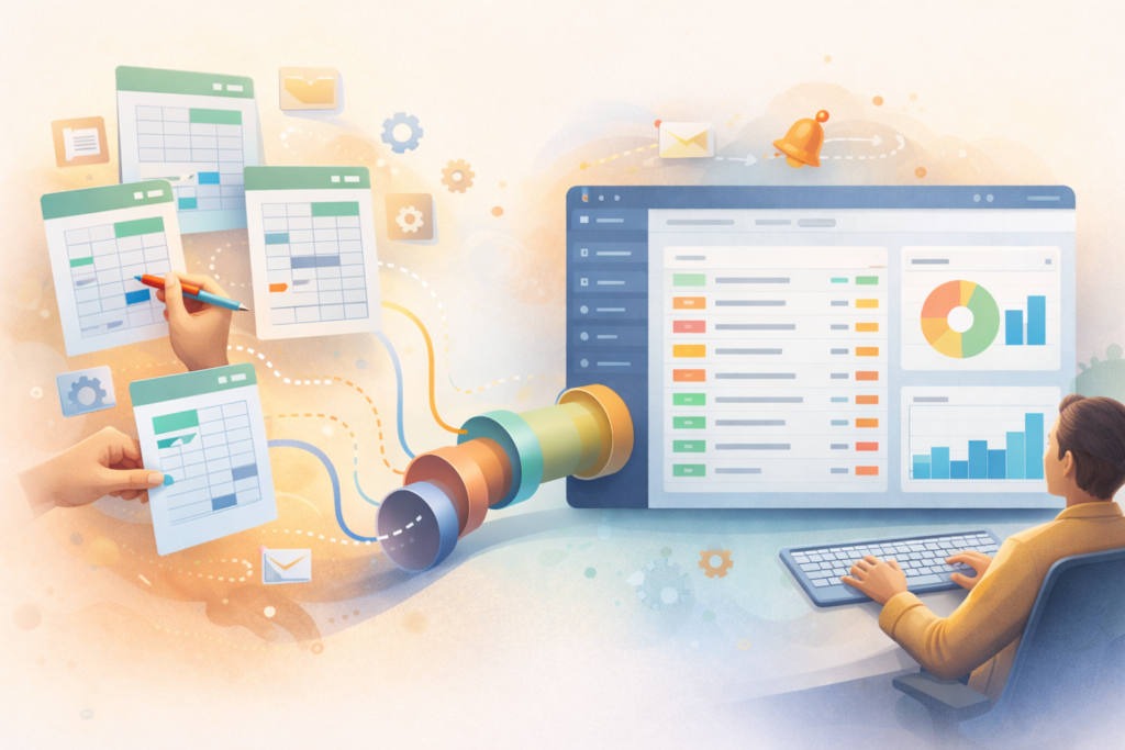 Internal tools web app development workflow from spreadsheets to dashboard