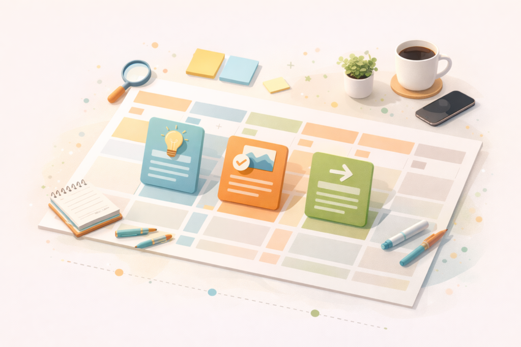 LinkedIn content strategy for B2B small business weekly system illustration