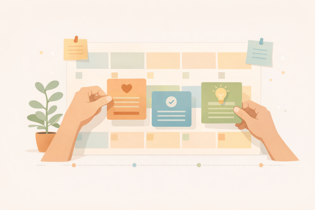 Social media captions for small business planned in a simple weekly workflow