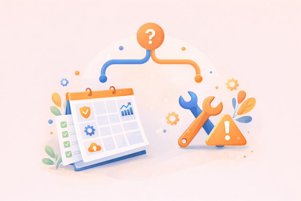 Website maintenance plan monthly schedule illustration