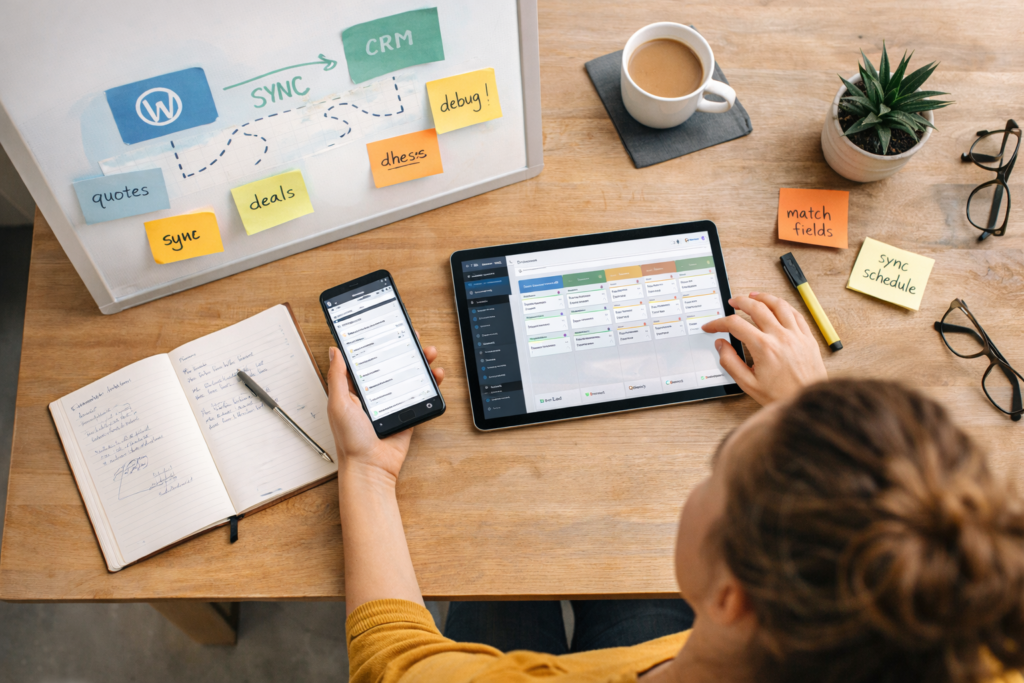 WordPress API integration plugin connecting a website to a CRM