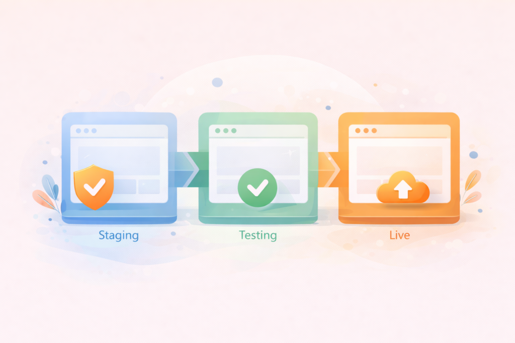 WordPress maintenance staging and testing workflow