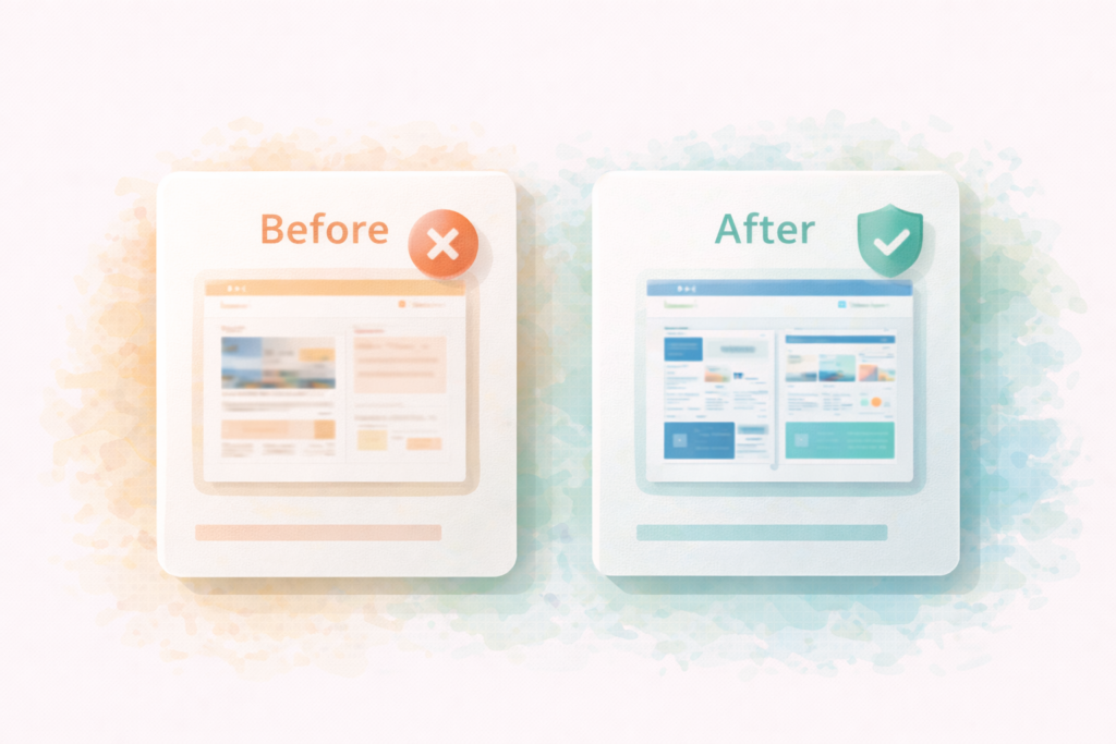 Case study page template for small business before and after proof