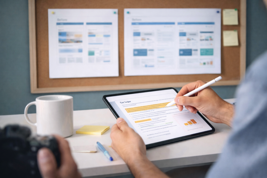 Case study page template for small business showing simple proof layout