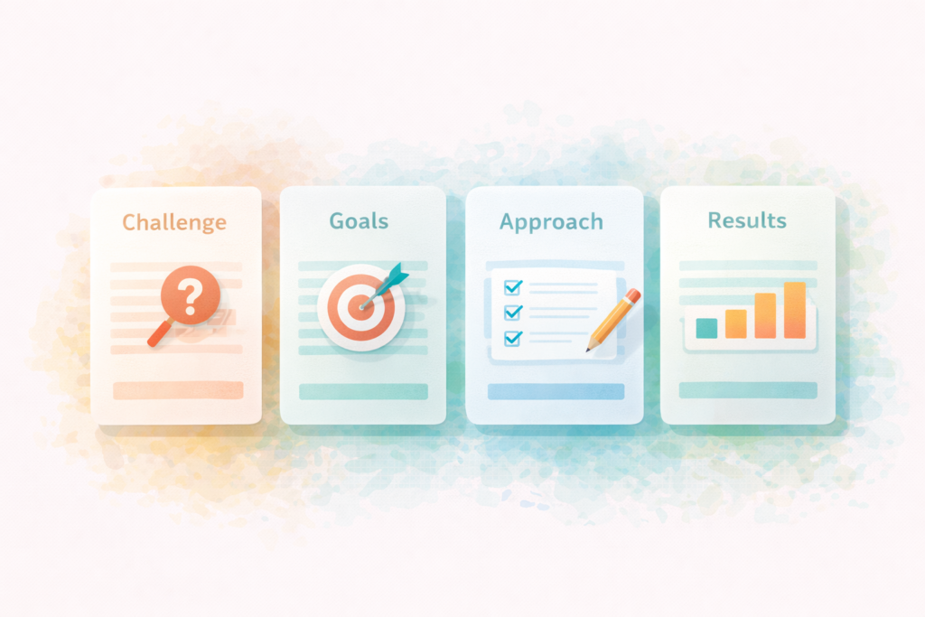 Case study page template for small business with clear sections