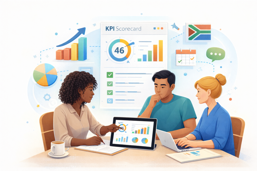 Fractional digital team KPIs monthly review cadence