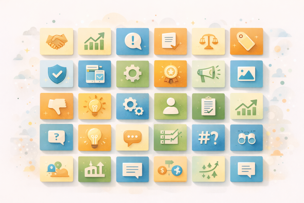 LinkedIn post ideas for B2B shown as a grid of prompt cards