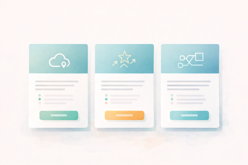 Pricing page design for service business showing package tiers