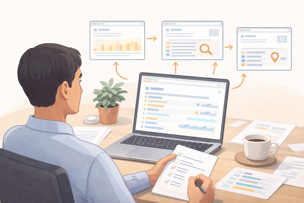 SEO competitor analysis for small businesses using a checklist and page comparison