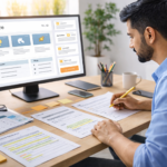 SEO copywriting for service businesses planning session with service page notes and search-focused website copy