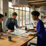 User roles in web apps shown across secure dashboard views on multiple devices