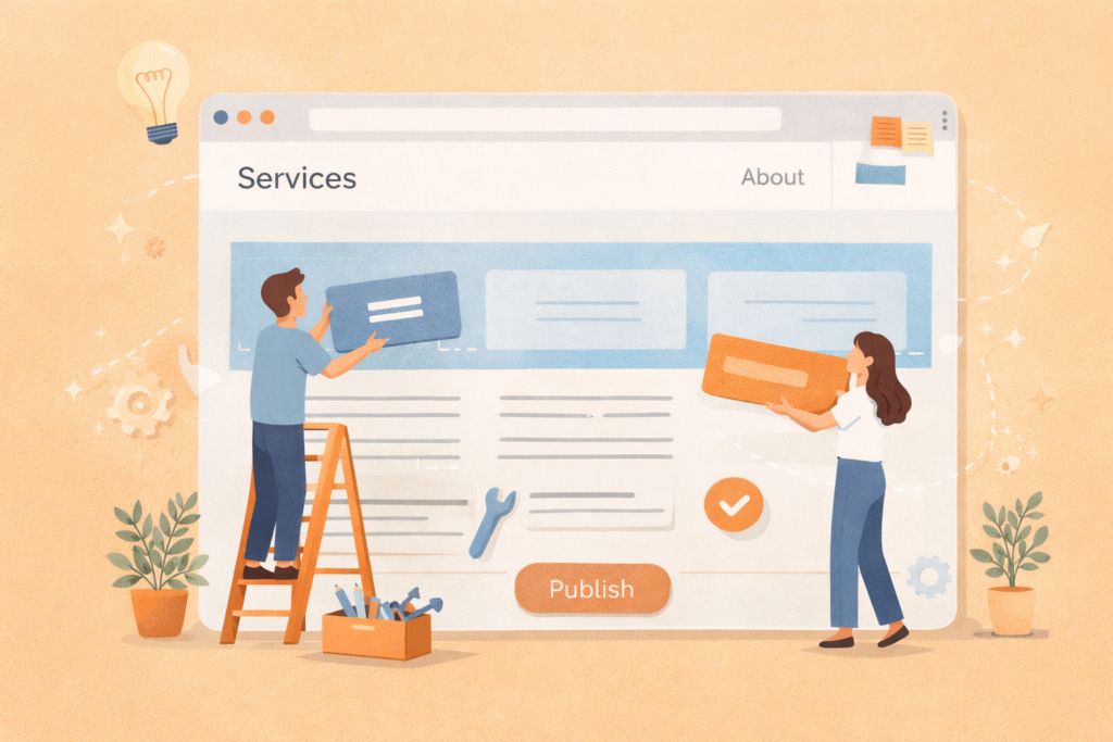 Website content writing for small business showing a clear visitor journey through core pages