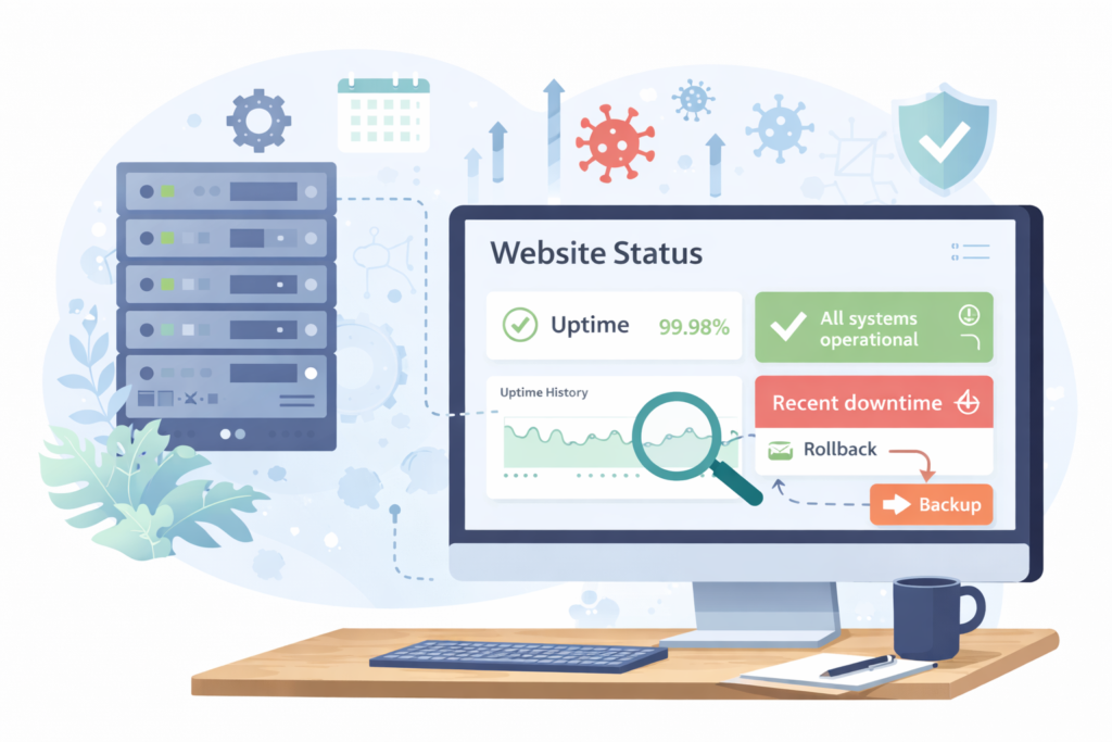 Website uptime monitoring for small business across key pages and lead paths