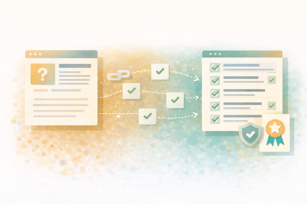 AI search visibility checklist illustration showing structured content improvement for AI discovery