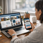 Brochure website vs lead generation website shown on laptop and phone for a small business