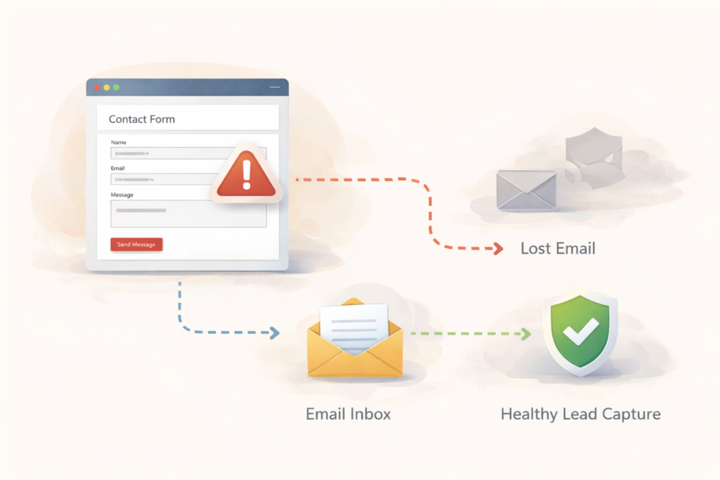 Broken contact form on WordPress lead loss prevention illustration