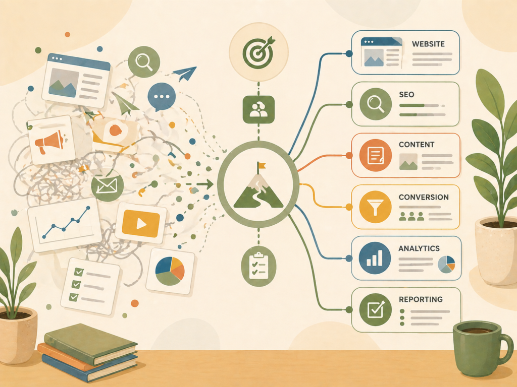 Digital leadership for small business connecting scattered marketing into one growth system