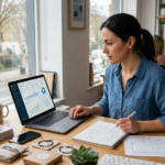Digital marketing audit for small business with owner reviewing website, analytics, products, and leads