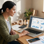 Marketing measurement plan for small business with owner reviewing analytics leads calls and sales