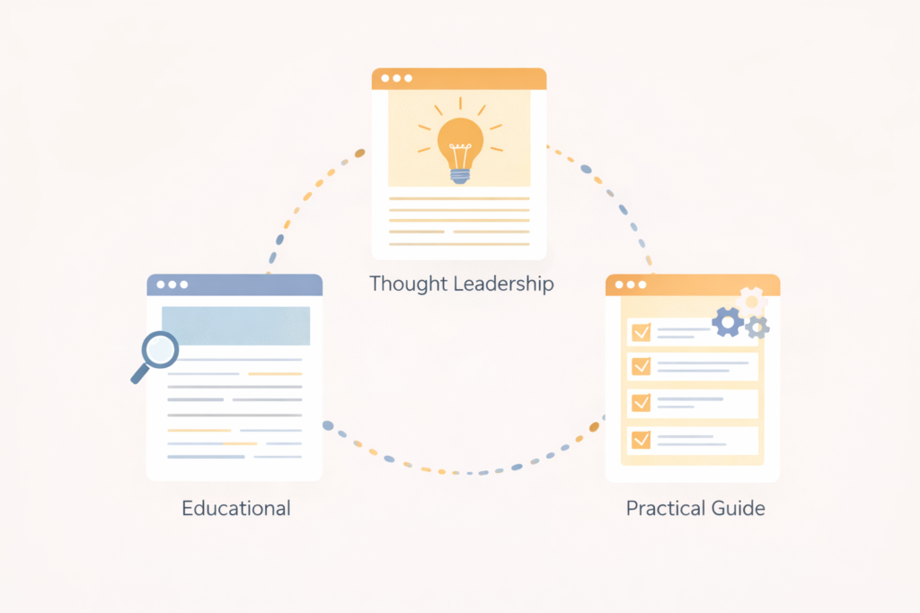 Balanced content strategy illustration for small business marketing