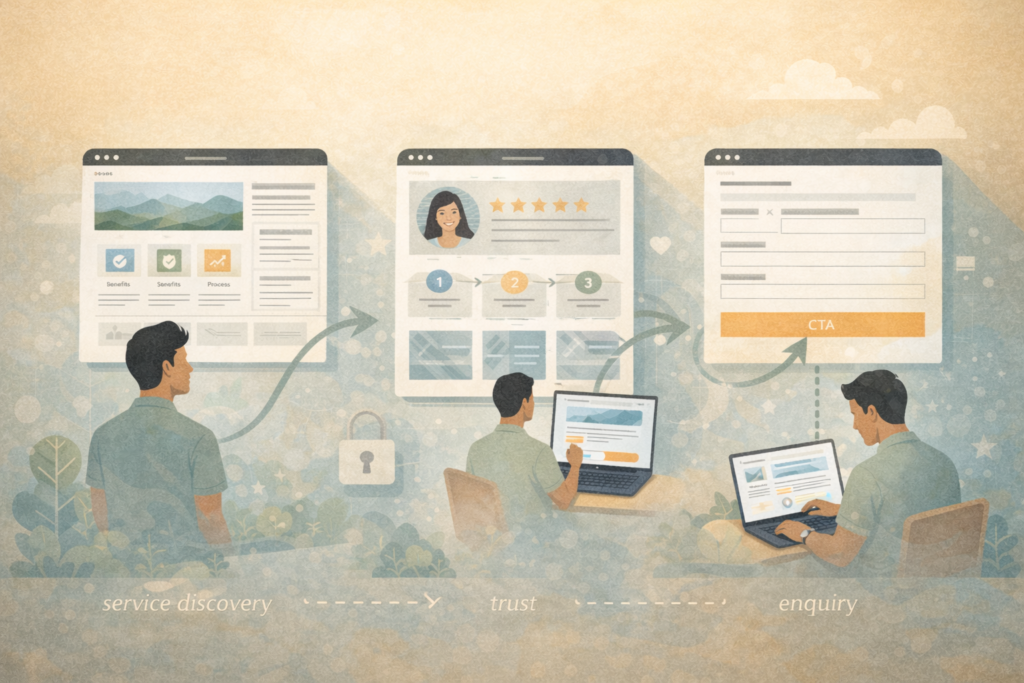 Buyer journey illustration for a small business service page
