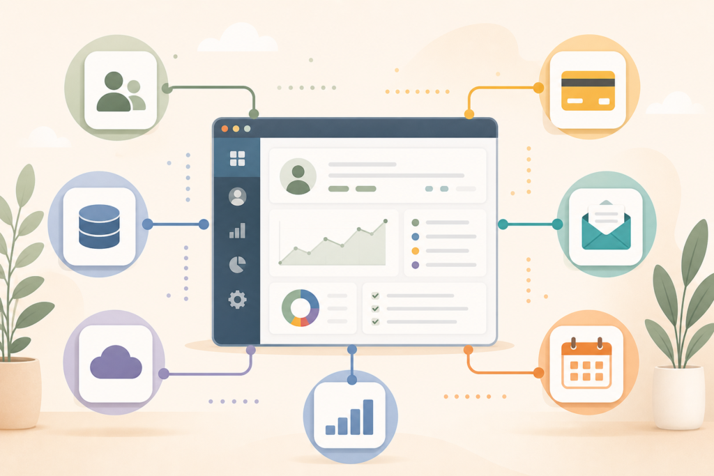 App integration strategy dashboard connected to business systems