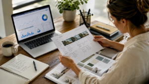 Blog writing services for small business monthly content planning workspace