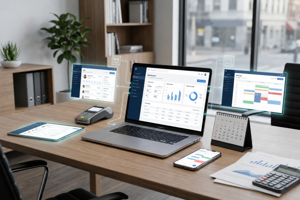 Custom WordPress integration connecting a business website to CRM, payments, and booking tools