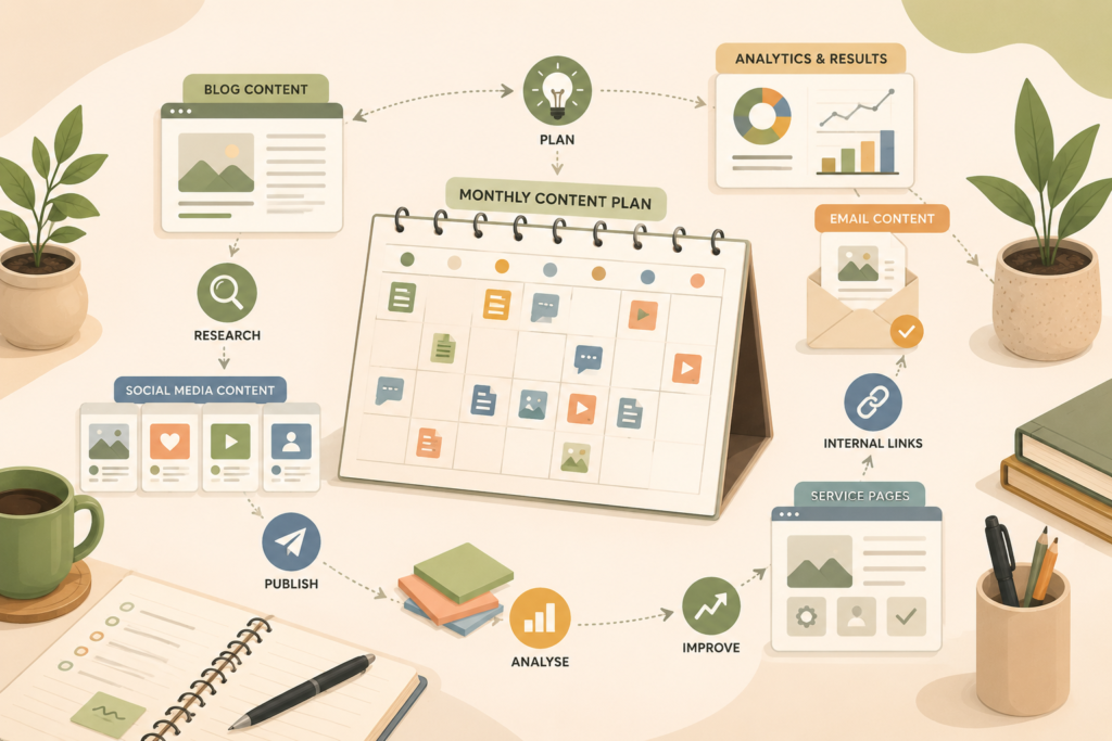 Monthly content plan for service business marketing