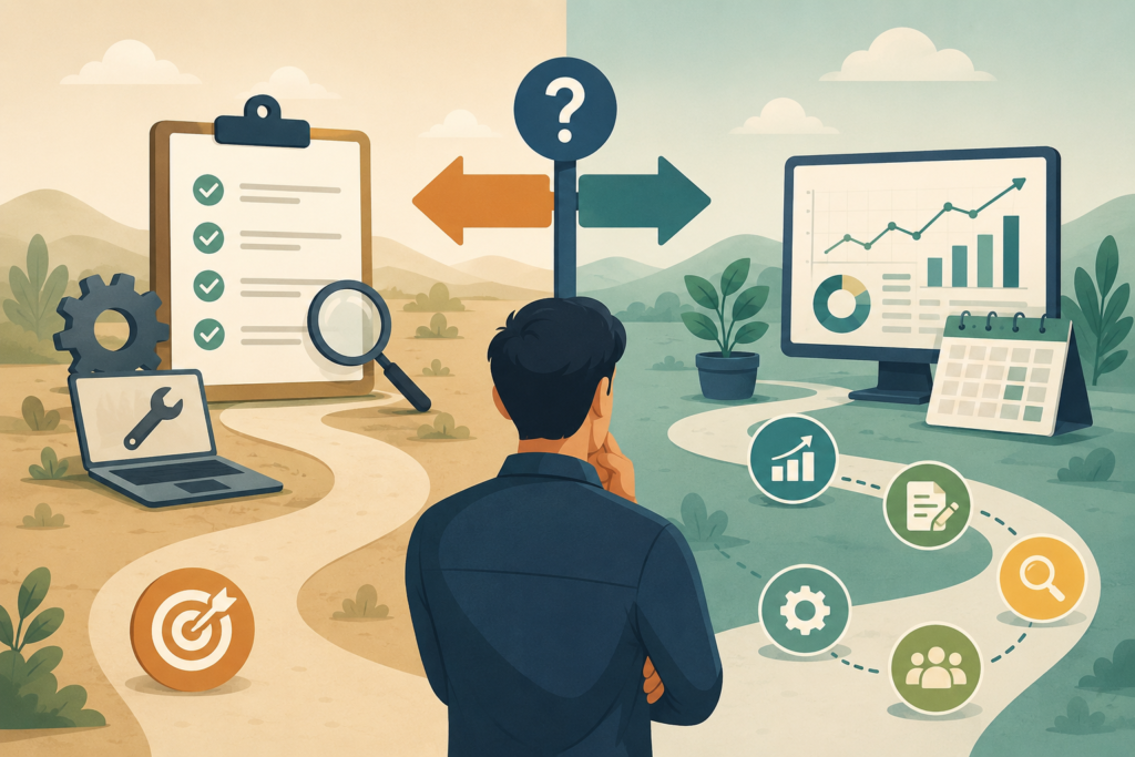 Monthly SEO services compared with a one-time SEO project
