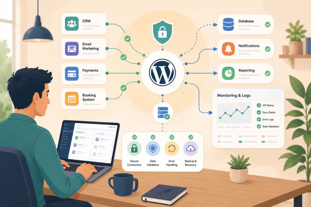 Secure custom WordPress integration with monitoring and validation