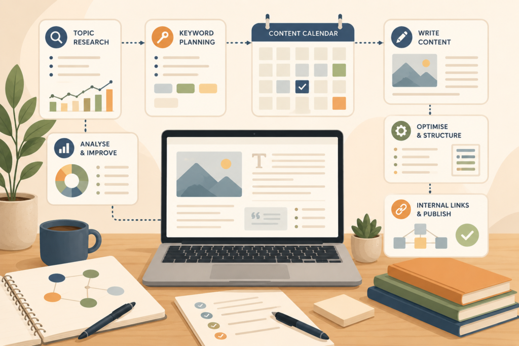 SEO blog writing workflow for small business content planning