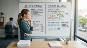 SEO retainer vs one-time SEO project comparison for small business